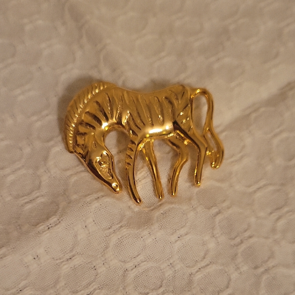 Gold Zebra Brooch Pin